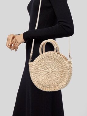 Clare V. Straw Alice Handle Bag Gold Hardware Beach Boho Spring Summer Luxury